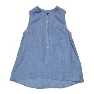 Tahari 100% Linen Sleeveless Button Down Top Blouse Size S Lagenlook Summer